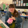 MSA student holds out what looks like pink slime