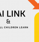 YAI LINK & All Children Learn logos with colorful arrows pointing in different directions on the right