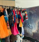 Clothes hanger with adaptive and colorful clothes