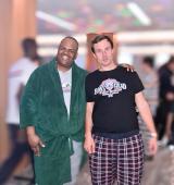 Kenneth and a friend at the PJ party