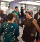 blurry photo capturing the dancing fun at the 70s boogie disco party
