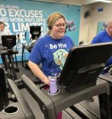 Ashley on a treadmill working to be healthier