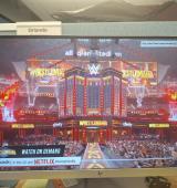 wrestemania video still on Orlando's computer screen