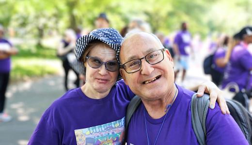 Janice and her long-time friend, Peter, pose together at the Central Park Challenge in 2024