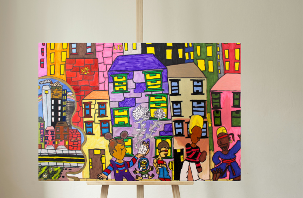 Art by a YAI Artist on an easel