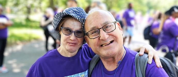 Janice and her long-time friend, Peter, pose together at the Central Park Challenge in 2024