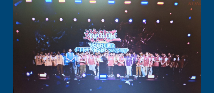 screenshot of a lot of people on stage for yu-gi-oh championship