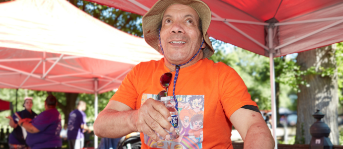 Howard Sturm helping at the refreshment booth at Central Park Challenge in 2024