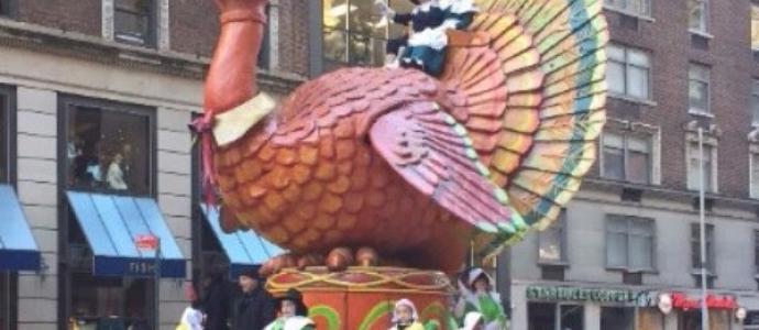 Photograph of the thanksgiving turkey float at the Macy's Thanksgiving Day Parade