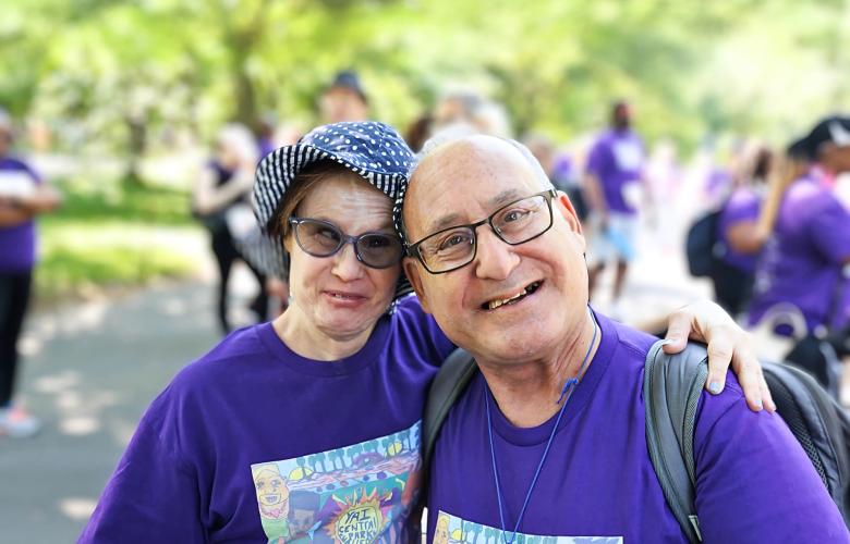 Janice and her long-time friend, Peter, pose together at the Central Park Challenge in 2024