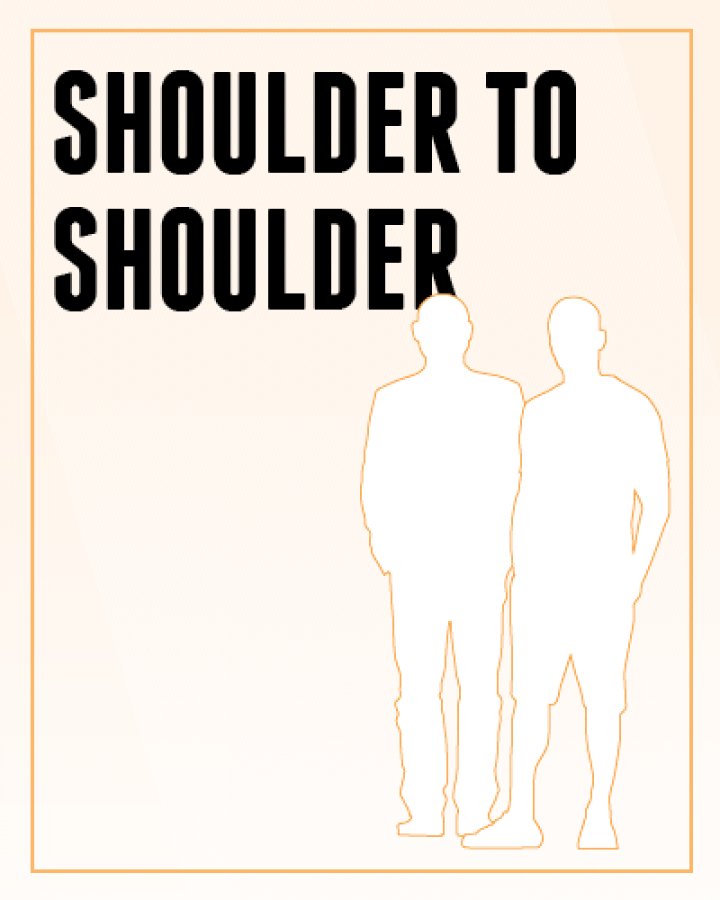 Shoulder to Shoulder - silhouette of 2 men standing next to each other