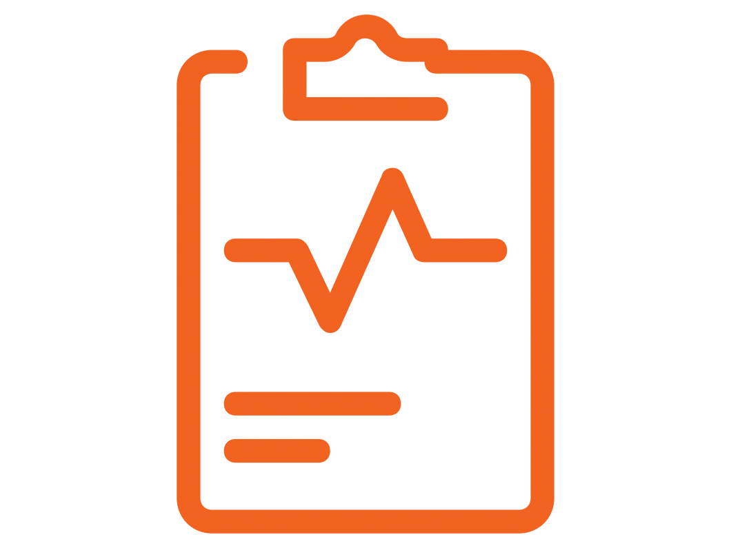 orange icon of medical chart on clipboard