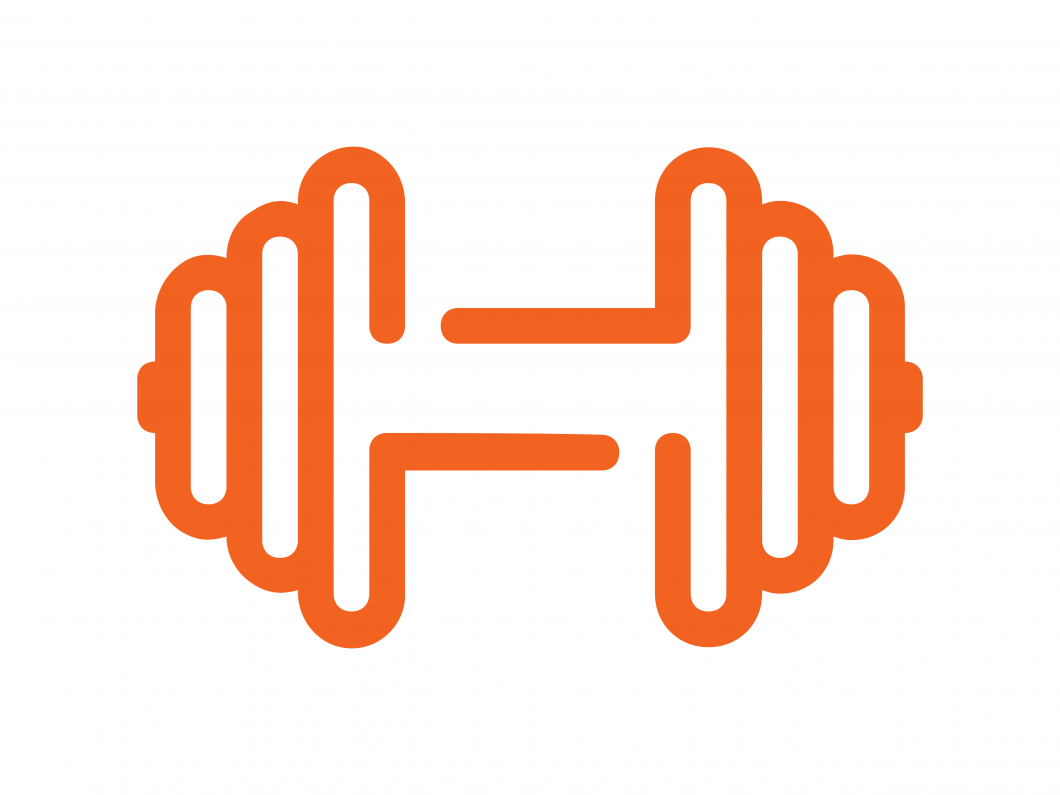 orange icon of a handweight/dumbbell