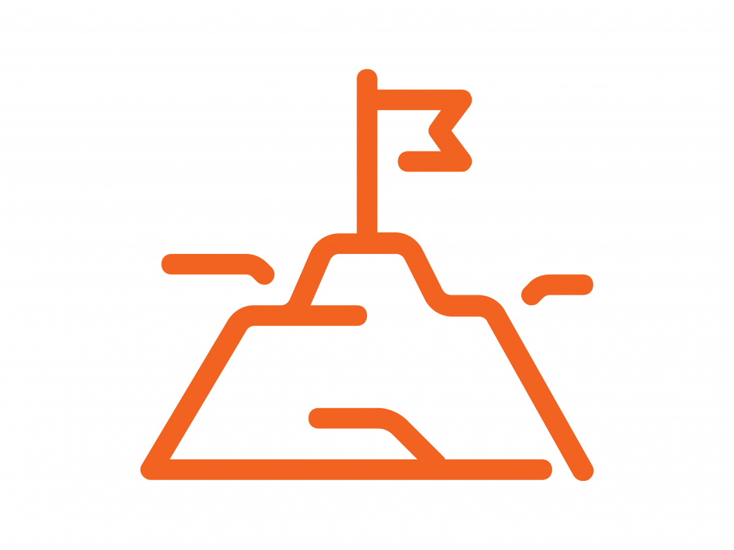 orange icon of a sand castle with a flag on top`