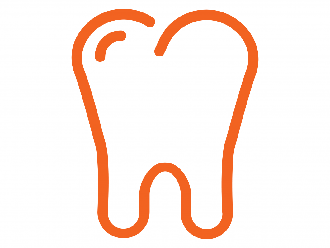 orange icon of a tooth with two roots