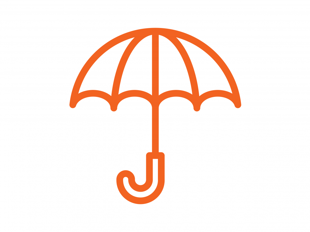 orange icon of an umbrella