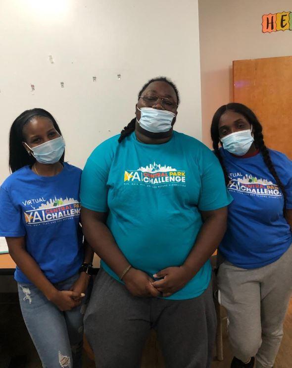 Group of 3 YAI staff wearing Central Park Challenge t-shirts