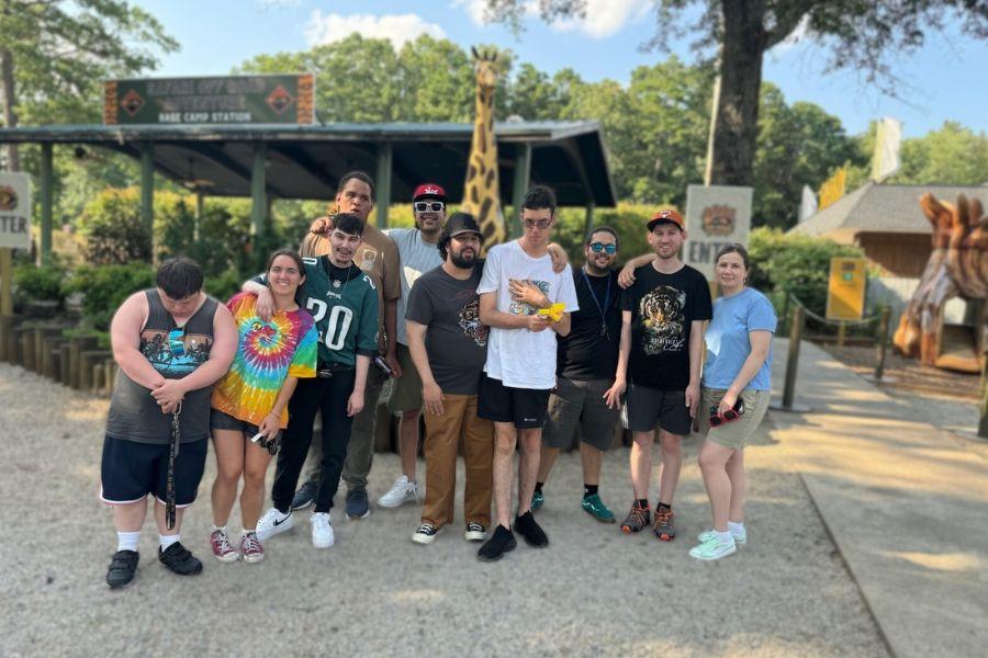 Group of people stand outside a safari park with Mariia