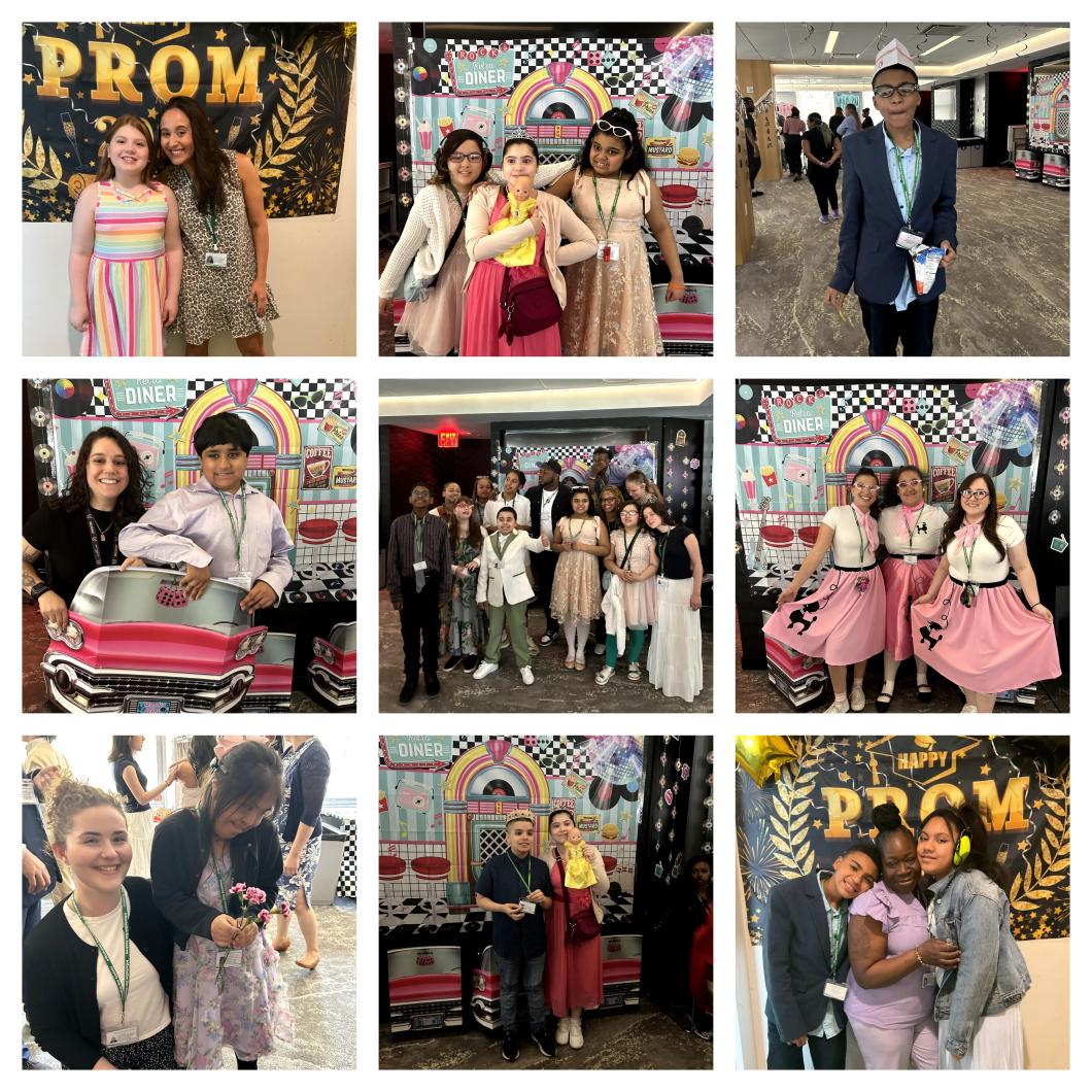 Collection of 9 images of students having a blast at the prom.